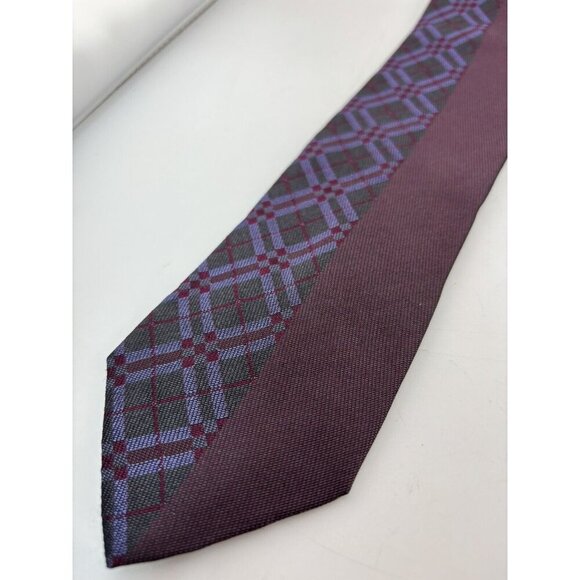 Dolce & Gabbana Made in Italy Men's Silk Neck Tie Black & Purple Plaid Pattern - Picture 1 of 5